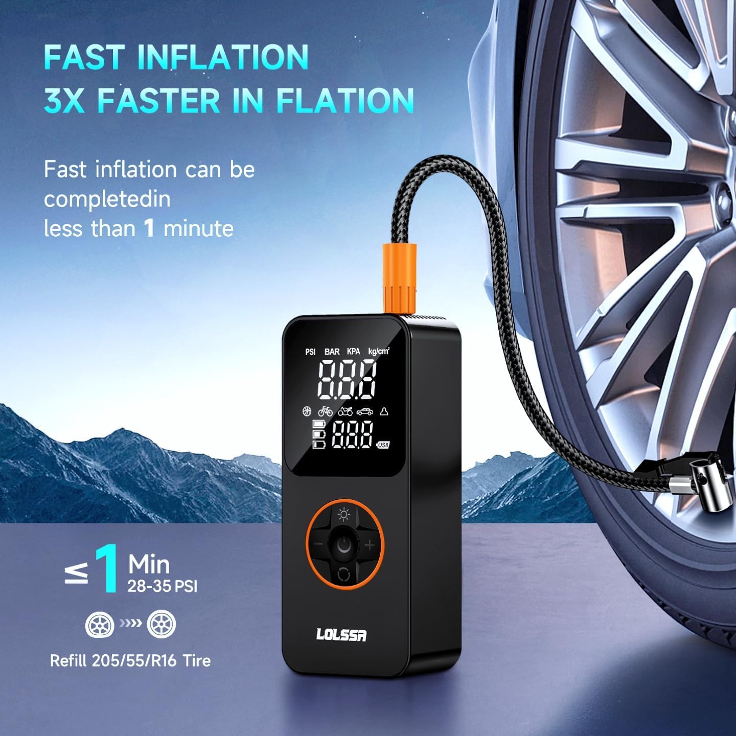 Tire Inflator Portable Air Compressor-Air Pump 20000Mah & 150Psi Cordless Electric For Car, Motorcycle, Bike, Ball, With Tire Ga